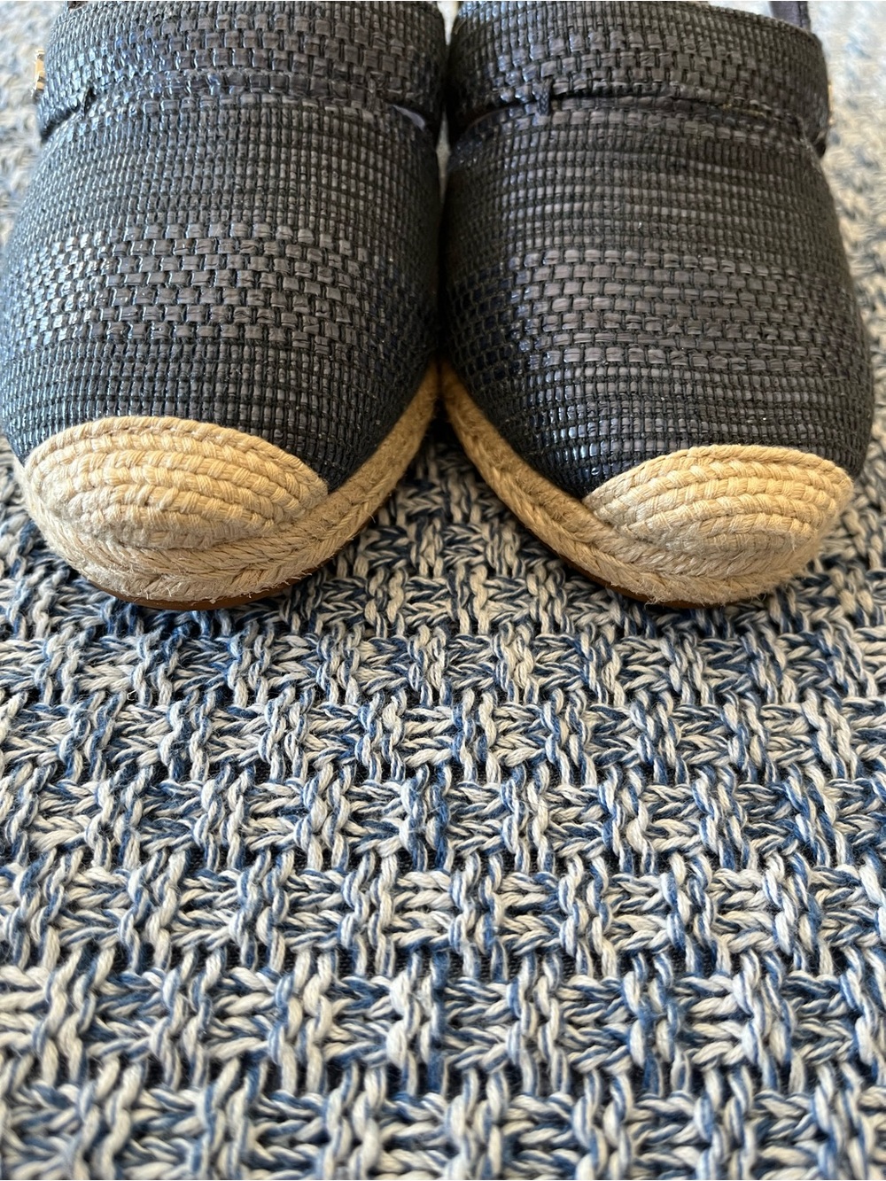 LAUREN Ralph Lauren Navy Woven Espadrille Slingback Flats with Natural Jute Toe - Picture 11 of 14
